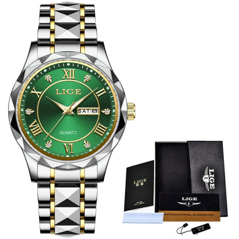 LIGE Casual Sport Watch Ladies Top Luxury All Steel Waterproof Quartz Watches For Women Fashion Gold Watch Women Montres Femmes
