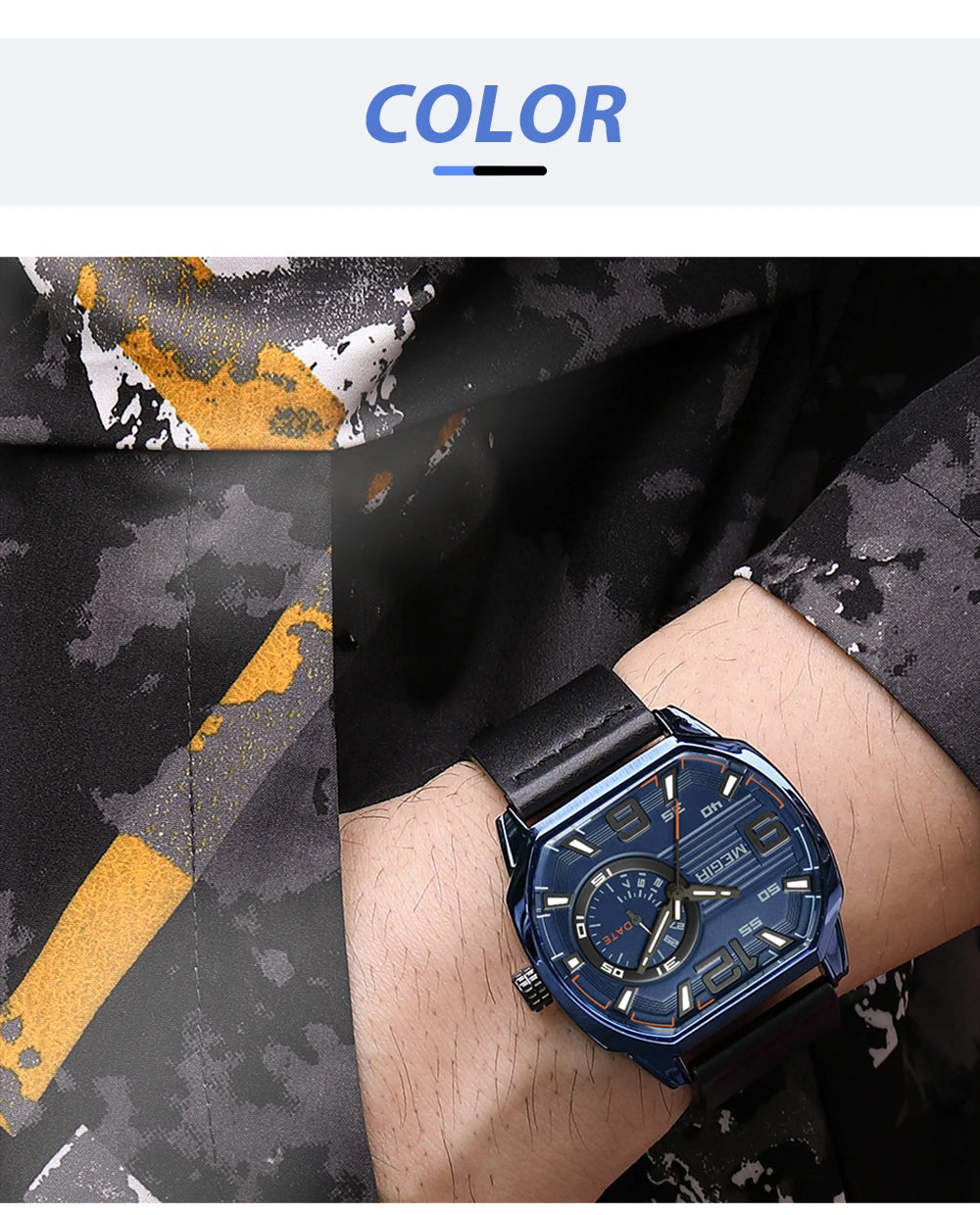 MEGIR Relogios Masculino Fashion Mens Sports Watches Luxury Leather Quartz Wristwatch Man Casual Wrist Watch Clock Montre Homme