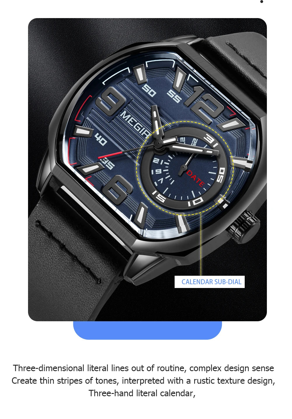 MEGIR Relogios Masculino Fashion Mens Sports Watches Luxury Leather Quartz Wristwatch Man Casual Wrist Watch Clock Montre Homme