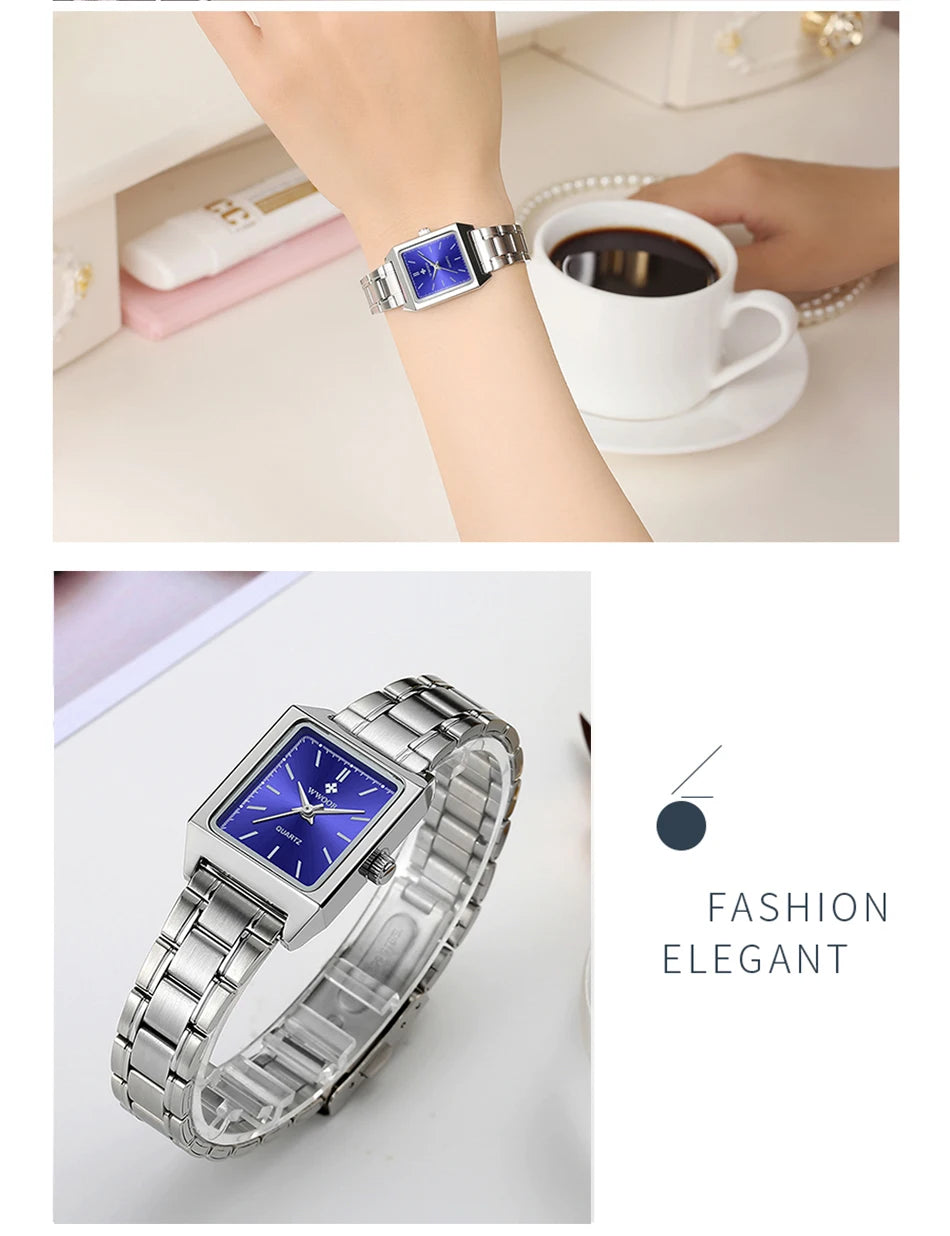 Montre Femme 2024 WWOOR Luxury Brand Womens Watches Fashion Rectangle Small Watch Woman Quartz Dress Ladies Bracelet Wrist Watch