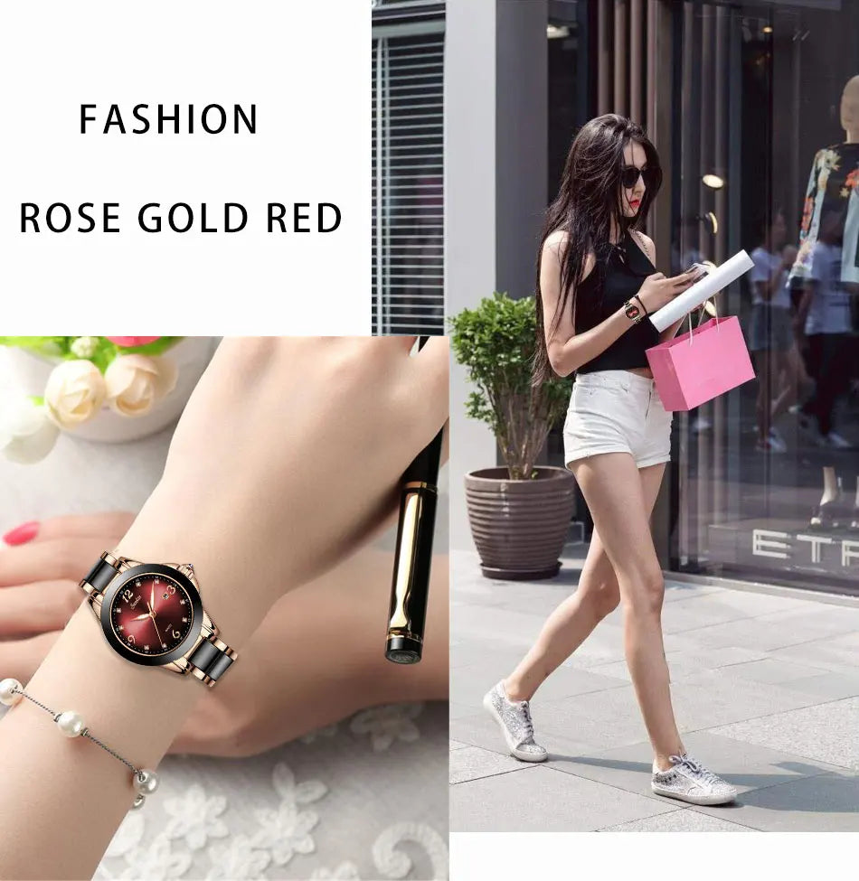 Montre Relogio LIGE Brand SUNKTA Fashion Watch Women Luxury Ceramic And Alloy Bracelet Analog Women Wrist watch Relogio Feminino