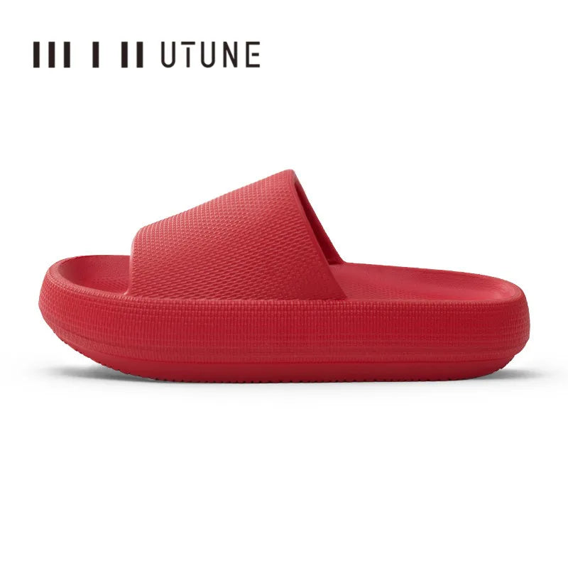 UTUNE Men's Thick Sole Non-slip Slippers Summer Indoor Casual Sandal soft Comfortable Breathable 51cm Fashion Home Footwear