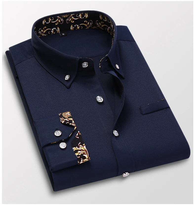 Men's clothing  Arrival Men Shirt Fashion Causal Long Sleeved Male Dress Social Business Brand Shirt Soft Weeding White Shirts