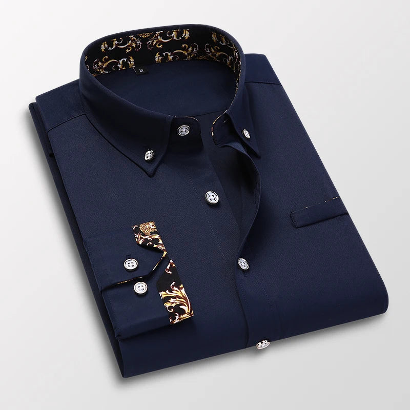 Men's clothing  Arrival Men Shirt Fashion Causal Long Sleeved Male Dress Social Business Brand Shirt Soft Weeding White Shirts