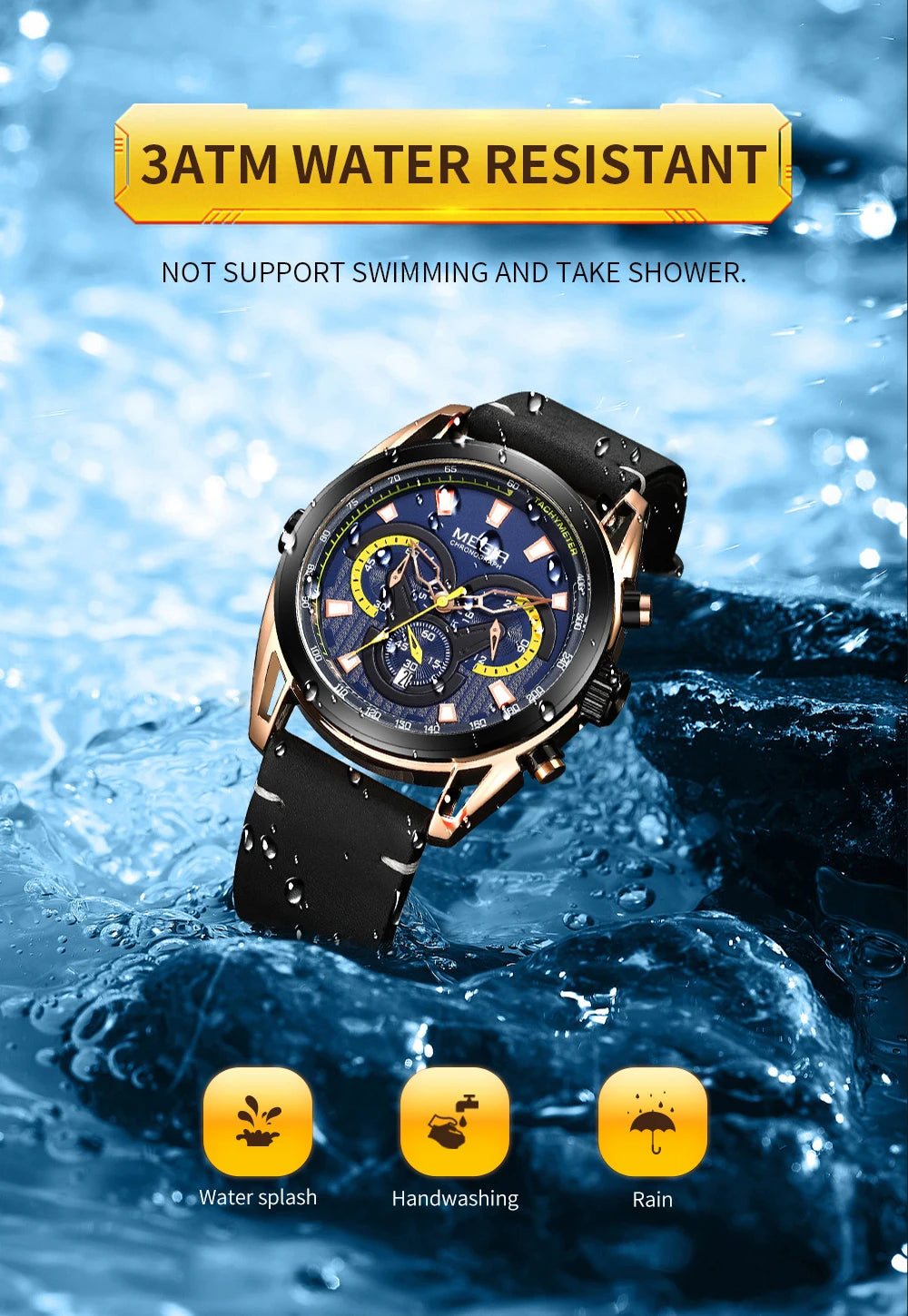 MEGIR Watch for Men Leather Strap Chronograph Quartz Watches Waterproof Luminous Wrist Watch Man Relogios Masculino Reloj Montre