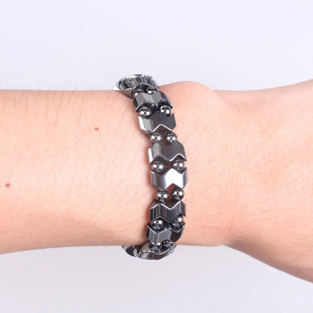 Man Women Natural Stone Black Hematite Bracelets Elastic Rope Bangles & Bracelets Handmade Jewelry Yoga Energy Bracelets