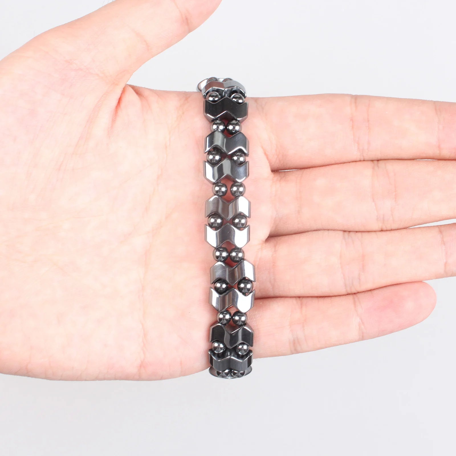 Man Women Natural Stone Black Hematite Bracelets Elastic Rope Bangles & Bracelets Handmade Jewelry Yoga Energy Bracelets