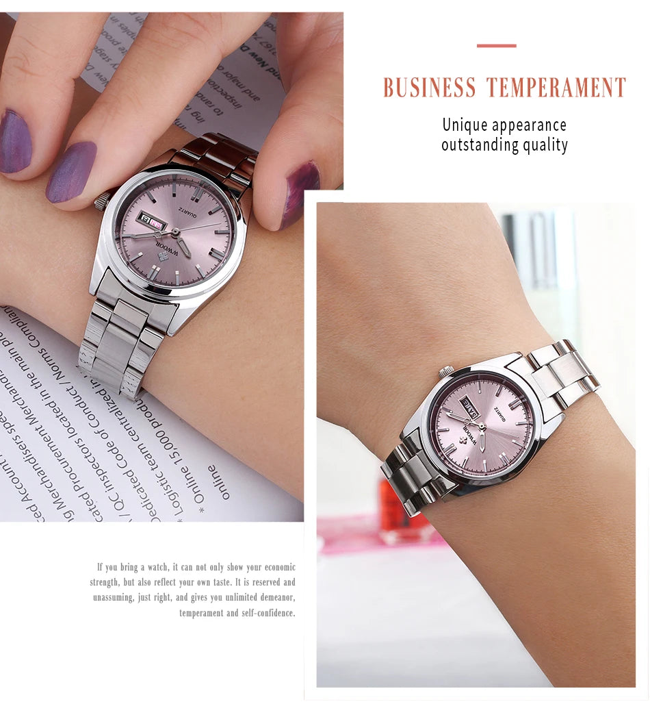 Montre Femme 2024 WWOOR Fashion Ladies Watches Waterproof Quartz Silver Clock Women Automatic Date Dress Wrist Watch Reloj Mujer