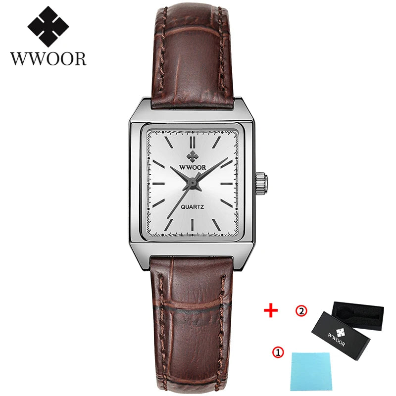 Montre Femme 2024 WWOOR Luxury Brand Womens Watches Fashion Rectangle Small Watch Woman Quartz Dress Ladies Bracelet Wrist Watch