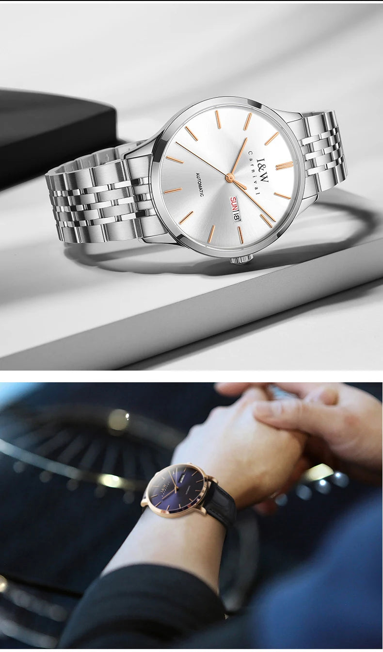 Montre Homme Switzerland I&W Luxury Gold Automatic Watch 24 Jewels NH36 Watch Men Calendar Sapphire Mechanical Watches Mens 2020