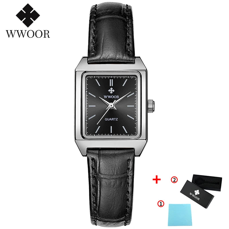 Montre Femme 2024 WWOOR Luxury Brand Womens Watches Fashion Rectangle Small Watch Woman Quartz Dress Ladies Bracelet Wrist Watch