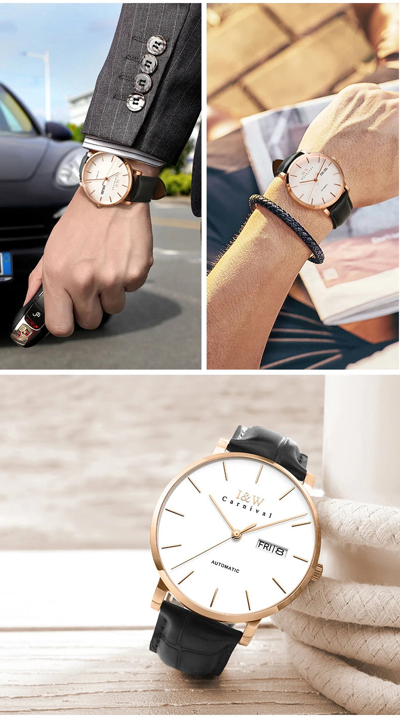 Montre Homme Switzerland I&W Luxury Gold Automatic Watch 24 Jewels NH36 Watch Men Calendar Sapphire Mechanical Watches Mens 2020