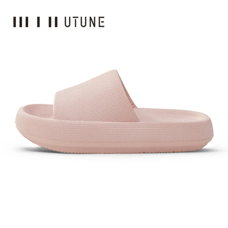 UTUNE Men's Thick Sole Non-slip Slippers Summer Indoor Casual Sandal soft Comfortable Breathable 51cm Fashion Home Footwear