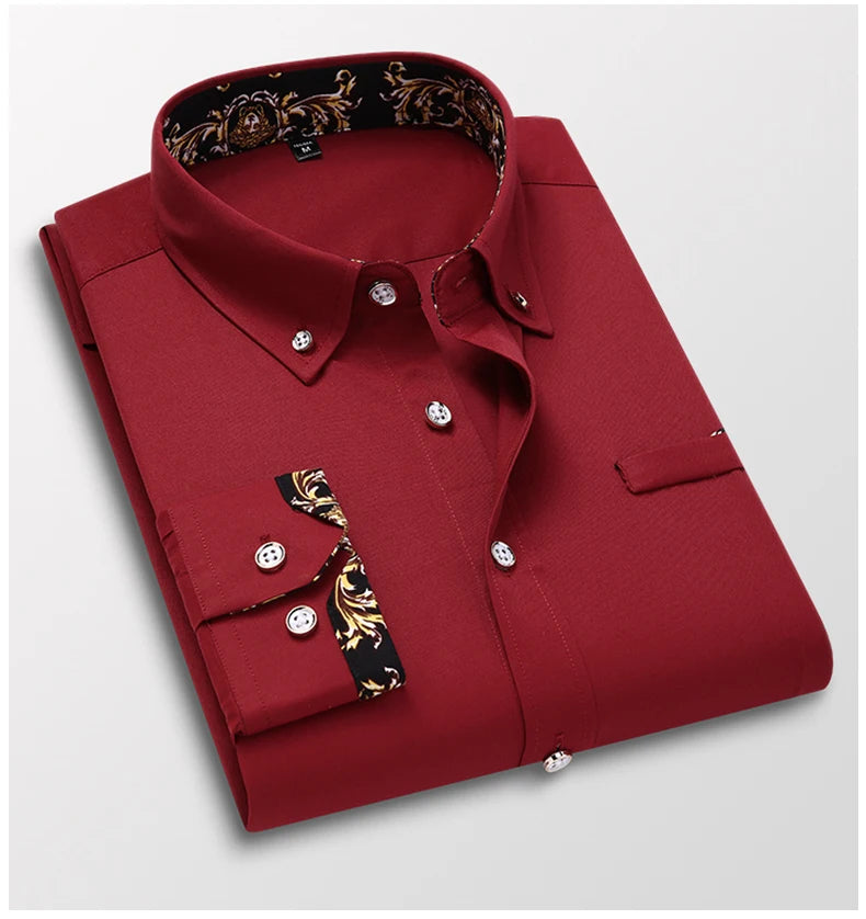 Men's clothing  Arrival Men Shirt Fashion Causal Long Sleeved Male Dress Social Business Brand Shirt Soft Weeding White Shirts