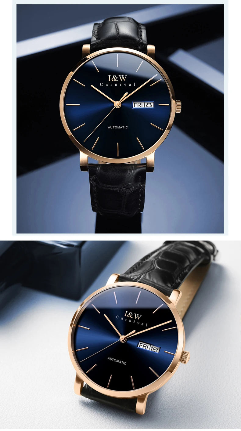 Montre Homme Switzerland I&W Luxury Gold Automatic Watch 24 Jewels NH36 Watch Men Calendar Sapphire Mechanical Watches Mens 2020