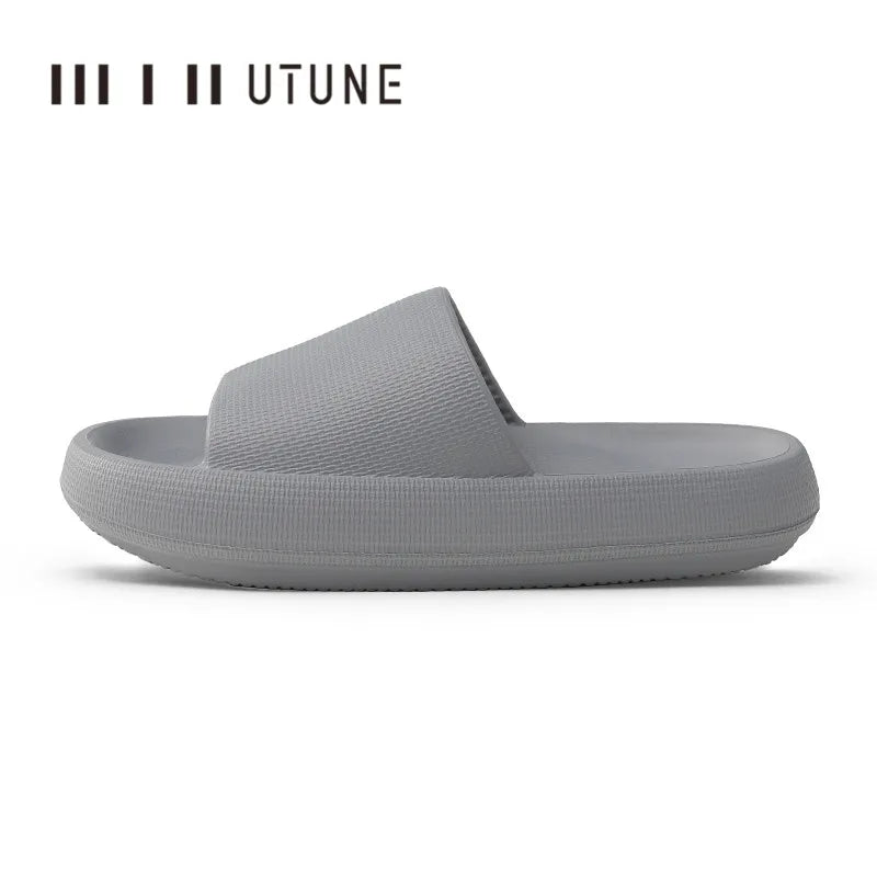 UTUNE Men's Thick Sole Non-slip Slippers Summer Indoor Casual Sandal soft Comfortable Breathable 51cm Fashion Home Footwear