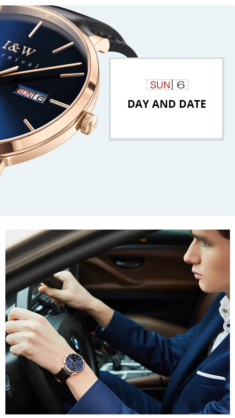 Montre Homme Switzerland I&W Luxury Gold Automatic Watch 24 Jewels NH36 Watch Men Calendar Sapphire Mechanical Watches Mens 2020