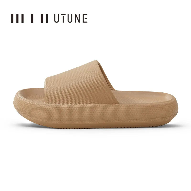 UTUNE Men's Thick Sole Non-slip Slippers Summer Indoor Casual Sandal soft Comfortable Breathable 51cm Fashion Home Footwear