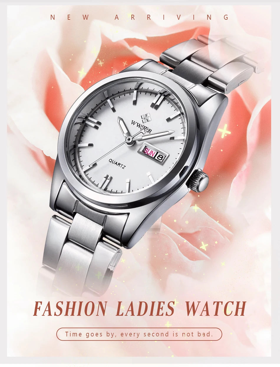 Montre Femme 2024 WWOOR Fashion Ladies Watches Waterproof Quartz Silver Clock Women Automatic Date Dress Wrist Watch Reloj Mujer