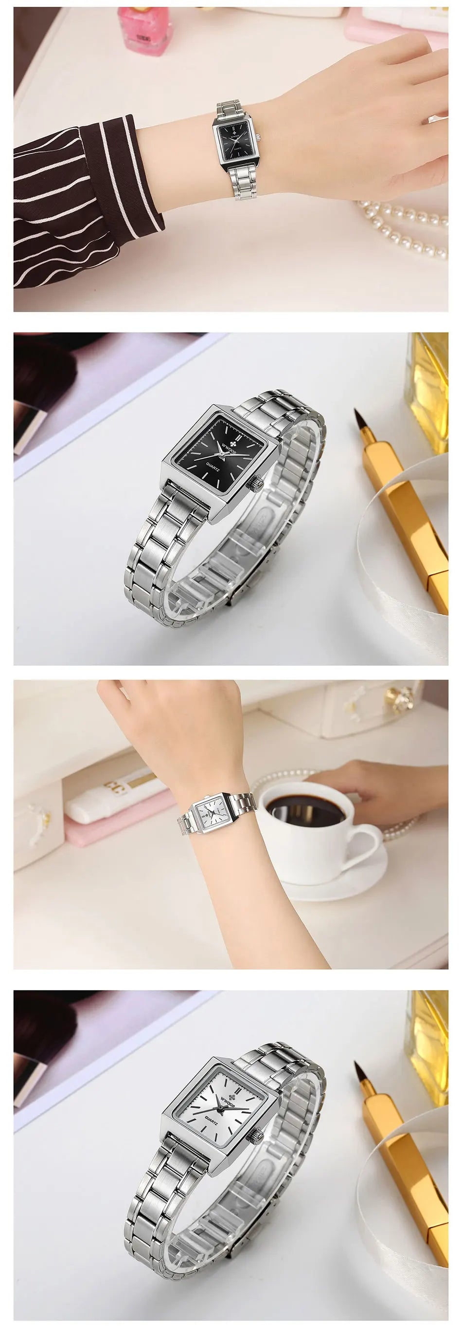 Montre Femme 2024 WWOOR Luxury Brand Womens Watches Fashion Rectangle Small Watch Woman Quartz Dress Ladies Bracelet Wrist Watch