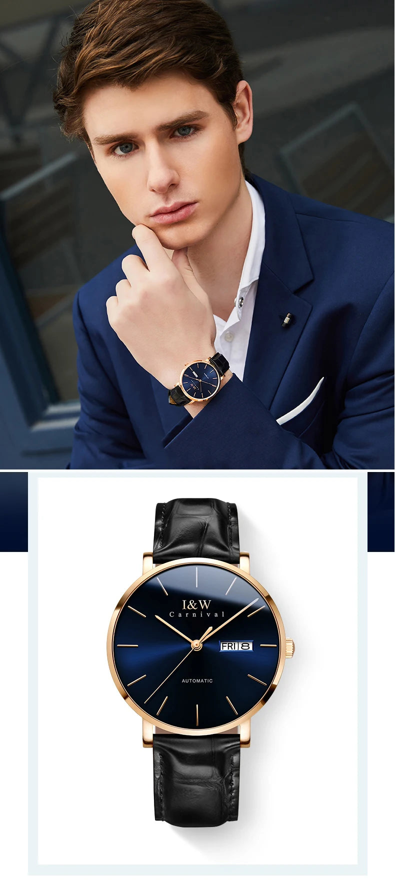 Montre Homme Switzerland I&W Luxury Gold Automatic Watch 24 Jewels NH36 Watch Men Calendar Sapphire Mechanical Watches Mens 2020