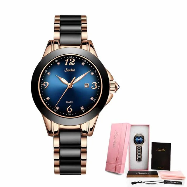 Montre Relogio LIGE Brand SUNKTA Fashion Watch Women Luxury Ceramic And Alloy Bracelet Analog Women Wrist watch Relogio Feminino