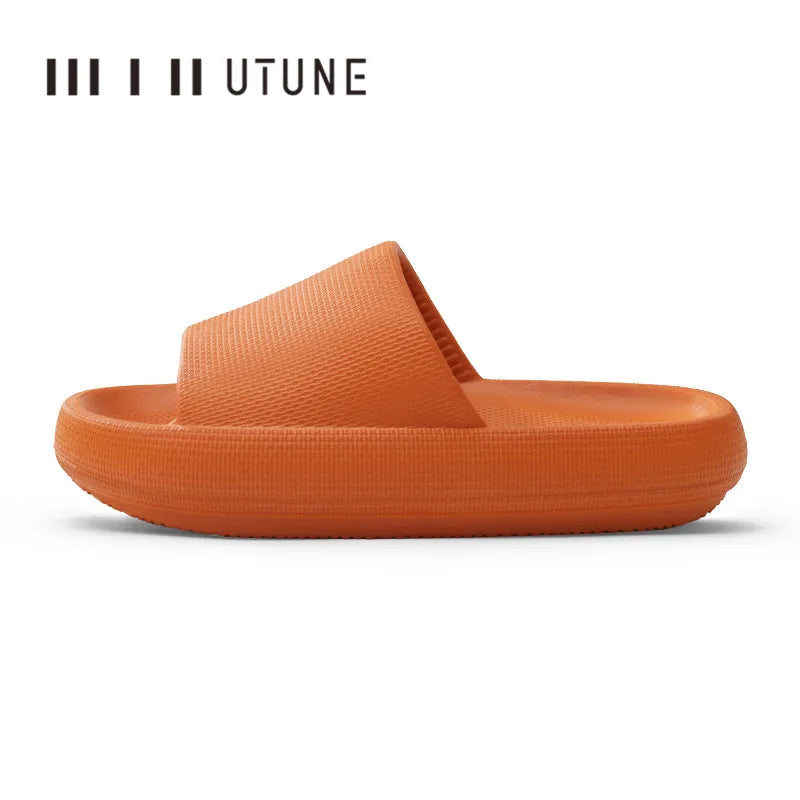 UTUNE Men's Thick Sole Non-slip Slippers Summer Indoor Casual Sandal soft Comfortable Breathable 51cm Fashion Home Footwear