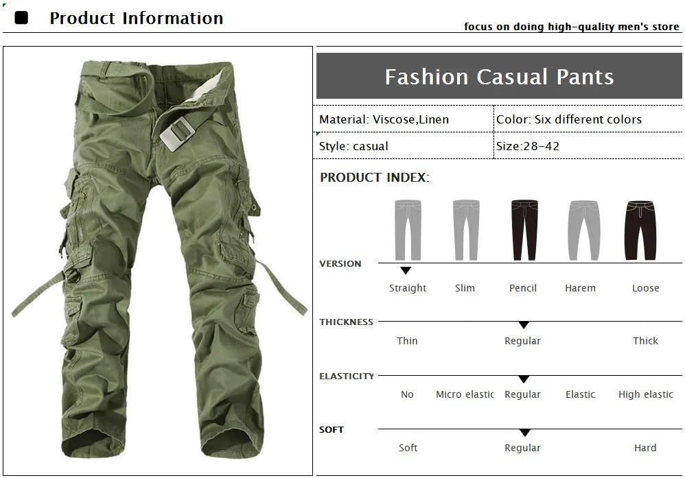 2024 Fashion Military Cargo Pants Mens Trousers Overalls Casual Baggy Army Cargo Pants Men Plus Size Multi-pocket Tactical Pants