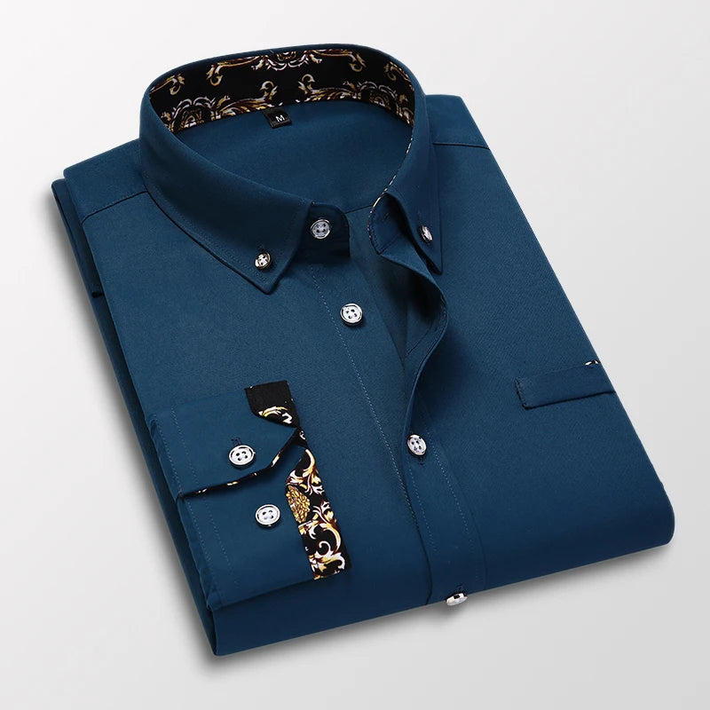 Men's clothing  Arrival Men Shirt Fashion Causal Long Sleeved Male Dress Social Business Brand Shirt Soft Weeding White Shirts