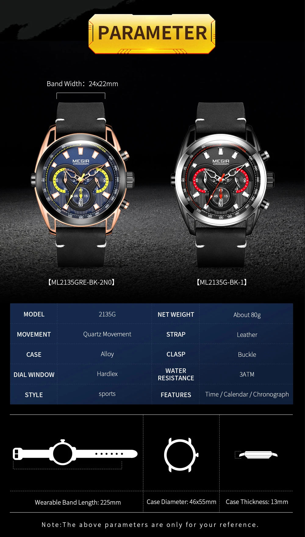 MEGIR Watch for Men Leather Strap Chronograph Quartz Watches Waterproof Luminous Wrist Watch Man Relogios Masculino Reloj Montre