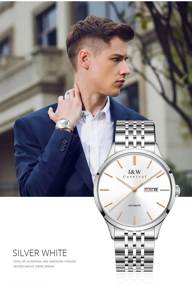 Montre Homme Switzerland I&W Luxury Gold Automatic Watch 24 Jewels NH36 Watch Men Calendar Sapphire Mechanical Watches Mens 2020