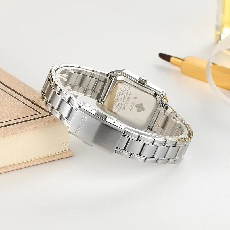 Montre Femme 2024 WWOOR Luxury Brand Womens Watches Fashion Rectangle Small Watch Woman Quartz Dress Ladies Bracelet Wrist Watch