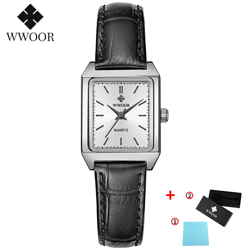 Montre Femme 2024 WWOOR Luxury Brand Womens Watches Fashion Rectangle Small Watch Woman Quartz Dress Ladies Bracelet Wrist Watch