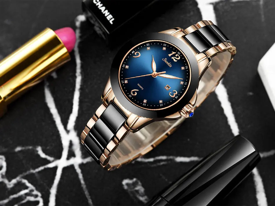 Montre Relogio LIGE Brand SUNKTA Fashion Watch Women Luxury Ceramic And Alloy Bracelet Analog Women Wrist watch Relogio Feminino