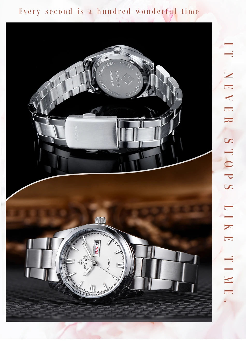 Montre Femme 2024 WWOOR Fashion Ladies Watches Waterproof Quartz Silver Clock Women Automatic Date Dress Wrist Watch Reloj Mujer