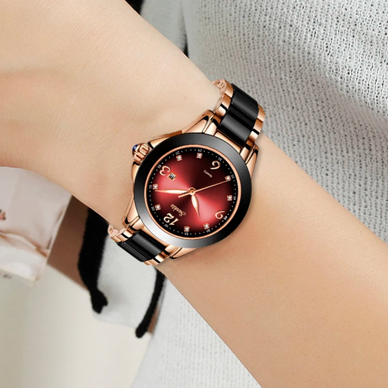 Montre Relogio LIGE Brand SUNKTA Fashion Watch Women Luxury Ceramic And Alloy Bracelet Analog Women Wrist watch Relogio Feminino