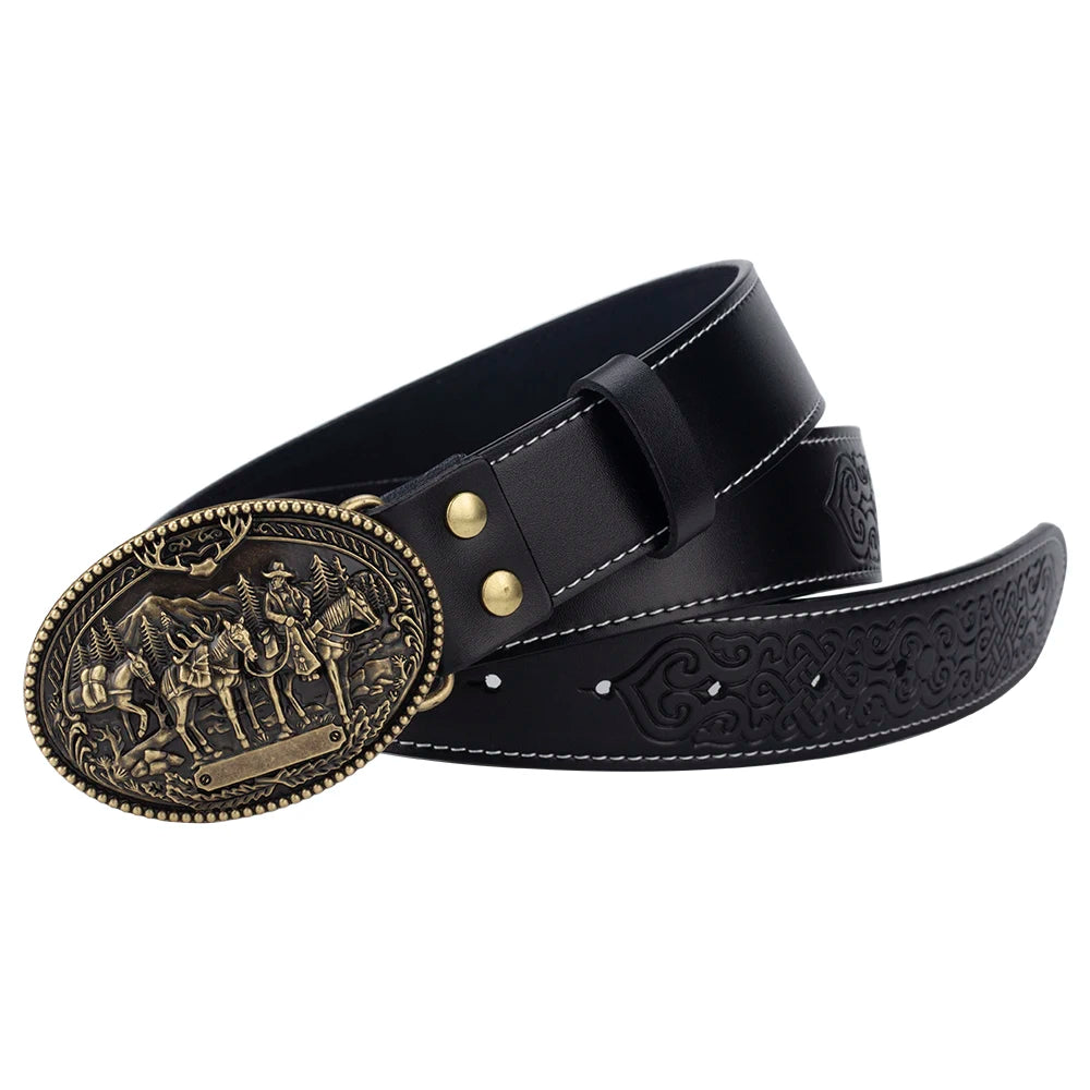 Horse Decorative Leather Belt Cowboy Fashion Men's Clothing Accessories