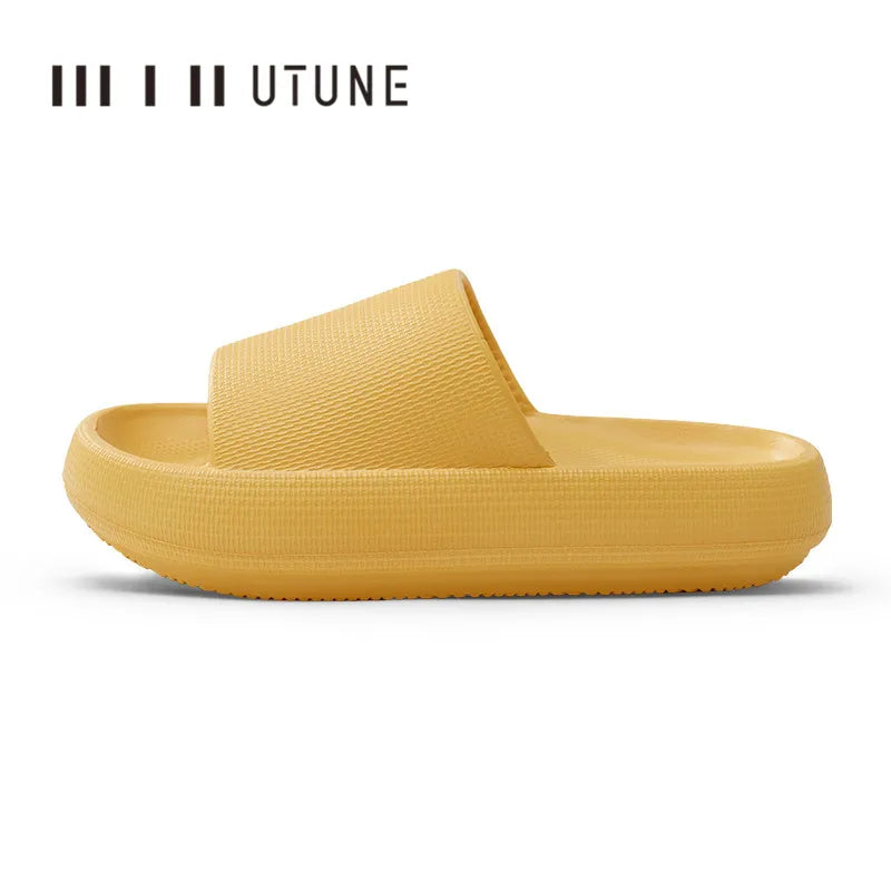 UTUNE Men's Thick Sole Non-slip Slippers Summer Indoor Casual Sandal soft Comfortable Breathable 51cm Fashion Home Footwear