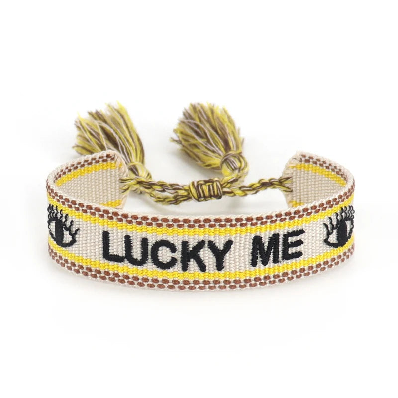 Woven Bracelets Evil Eyes Stackable Wrap Fabric Bracelets