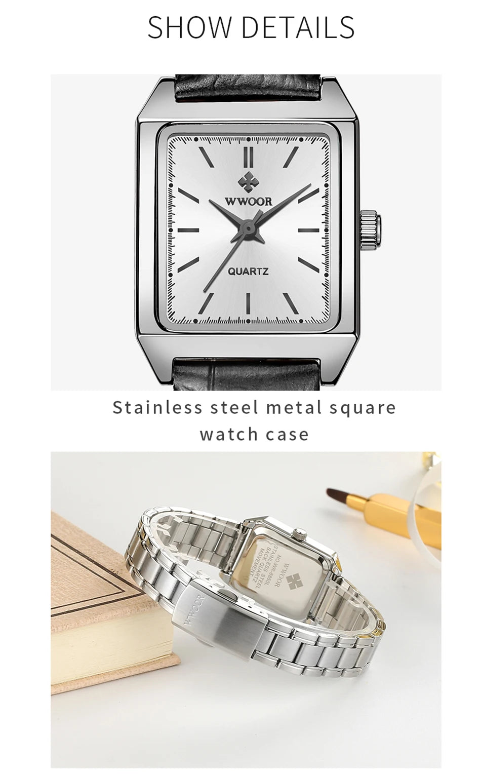 Montre Femme 2024 WWOOR Luxury Brand Womens Watches Fashion Rectangle Small Watch Woman Quartz Dress Ladies Bracelet Wrist Watch