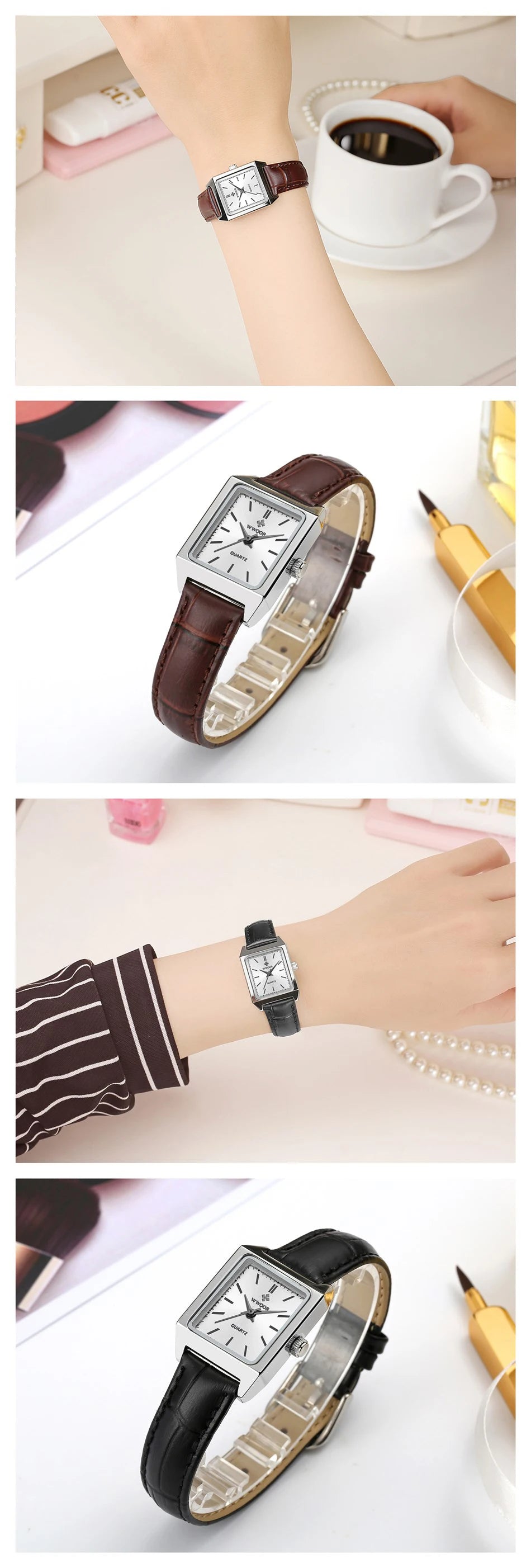 Montre Femme 2024 WWOOR Luxury Brand Womens Watches Fashion Rectangle Small Watch Woman Quartz Dress Ladies Bracelet Wrist Watch