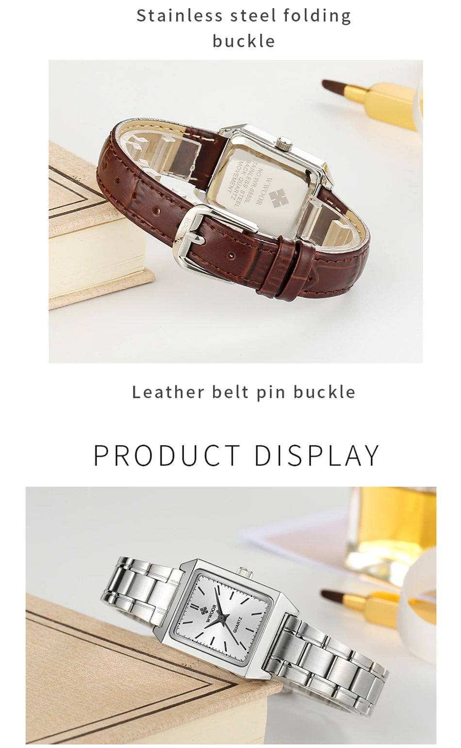 Montre Femme 2024 WWOOR Luxury Brand Womens Watches Fashion Rectangle Small Watch Woman Quartz Dress Ladies Bracelet Wrist Watch