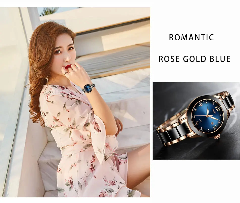 Montre Relogio LIGE Brand SUNKTA Fashion Watch Women Luxury Ceramic And Alloy Bracelet Analog Women Wrist watch Relogio Feminino