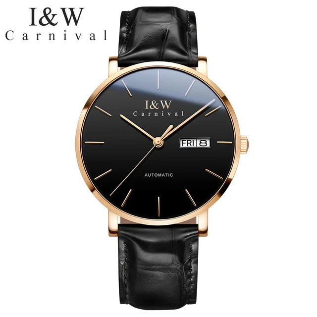 Montre Homme Switzerland I&W Luxury Gold Automatic Watch 24 Jewels NH36 Watch Men Calendar Sapphire Mechanical Watches Mens 2020