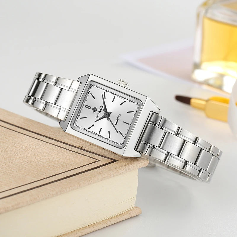Montre Femme 2024 WWOOR Luxury Brand Womens Watches Fashion Rectangle Small Watch Woman Quartz Dress Ladies Bracelet Wrist Watch