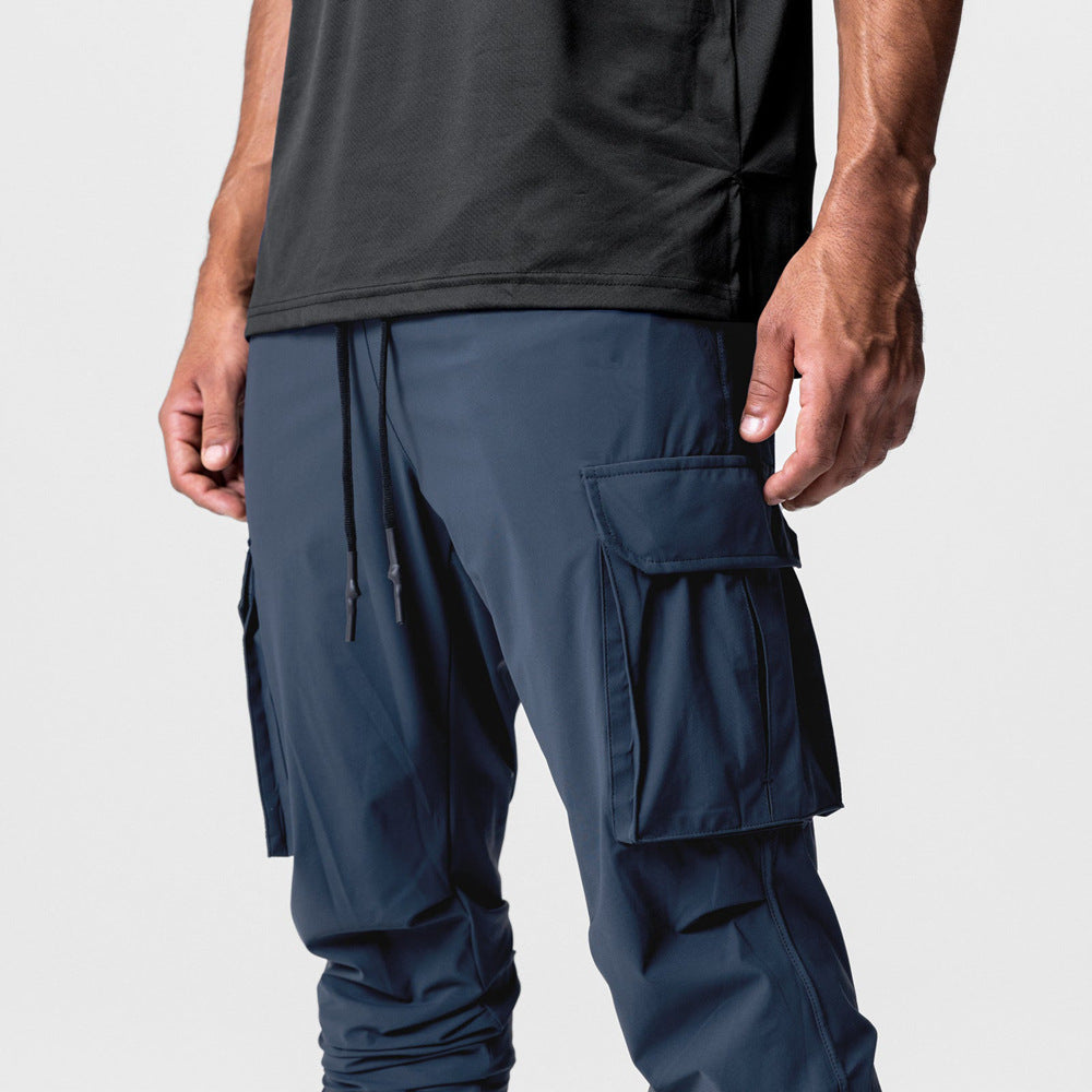 2024 New Cargo Pants Gym Men‘s Multi-Pocket Straight Bottom Cargo Pants    Sports Fitness Men Casual Trousers Track Pants