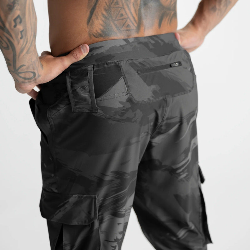 2024 New Cargo Pants Gym Men‘s Multi-Pocket Straight Bottom Cargo Pants    Sports Fitness Men Casual Trousers Track Pants