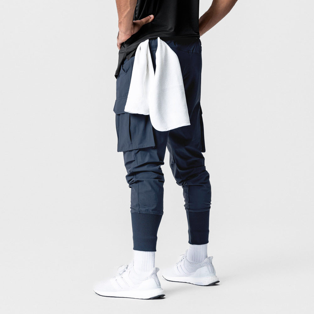 2024 New Cargo Pants Gym Men‘s Multi-Pocket Straight Bottom Cargo Pants    Sports Fitness Men Casual Trousers Track Pants