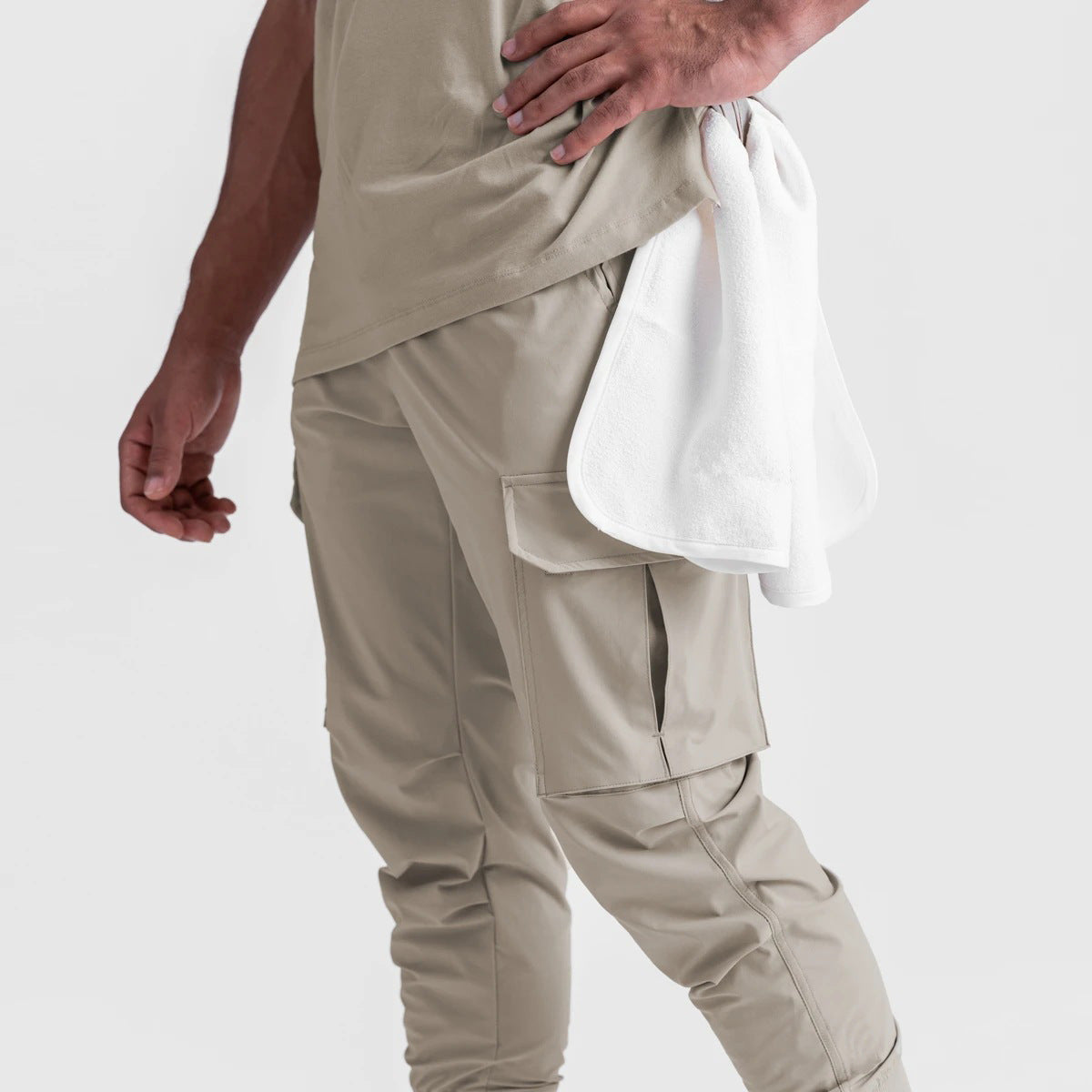 2024 New Cargo Pants Gym Men‘s Multi-Pocket Straight Bottom Cargo Pants    Sports Fitness Men Casual Trousers Track Pants