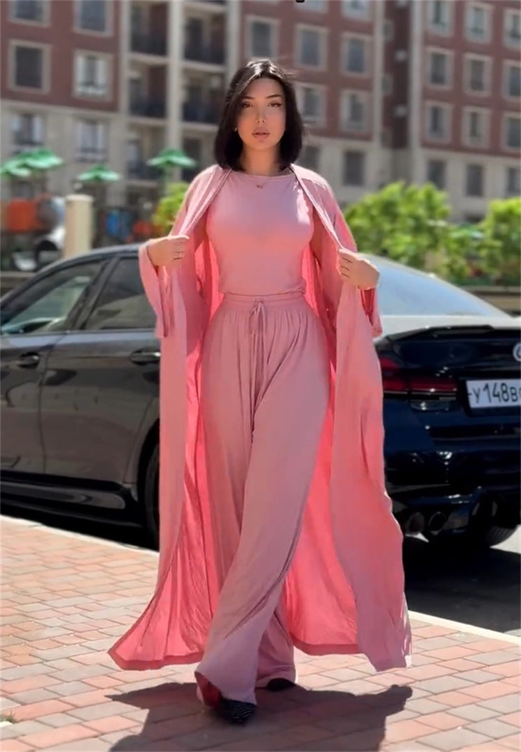 Women's clothing 2025 spring and summer new casual loose jacket sleeveless vest wide-leg trousers three-piece club clothing Vest